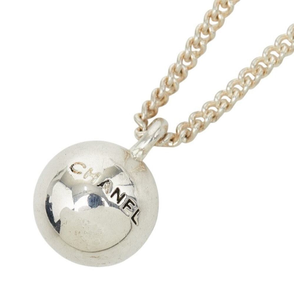 Chanel Logo Ball Metal Necklace Silver